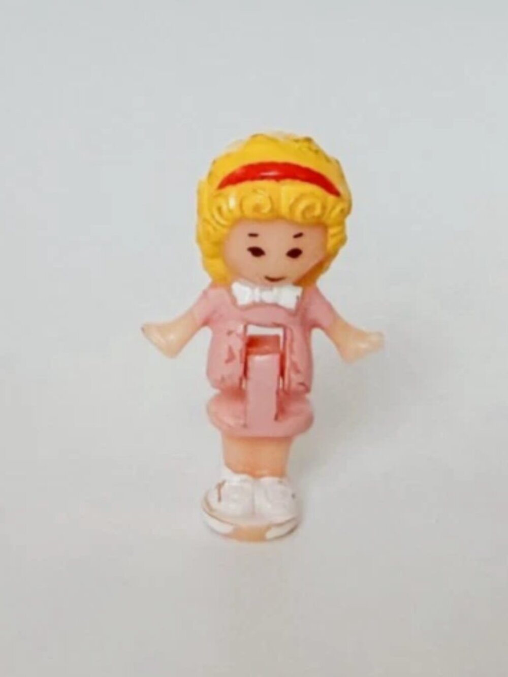 Vintage Polly Pocket 1989 Bluebird Figure Red Headband Pink Dress Doll Only